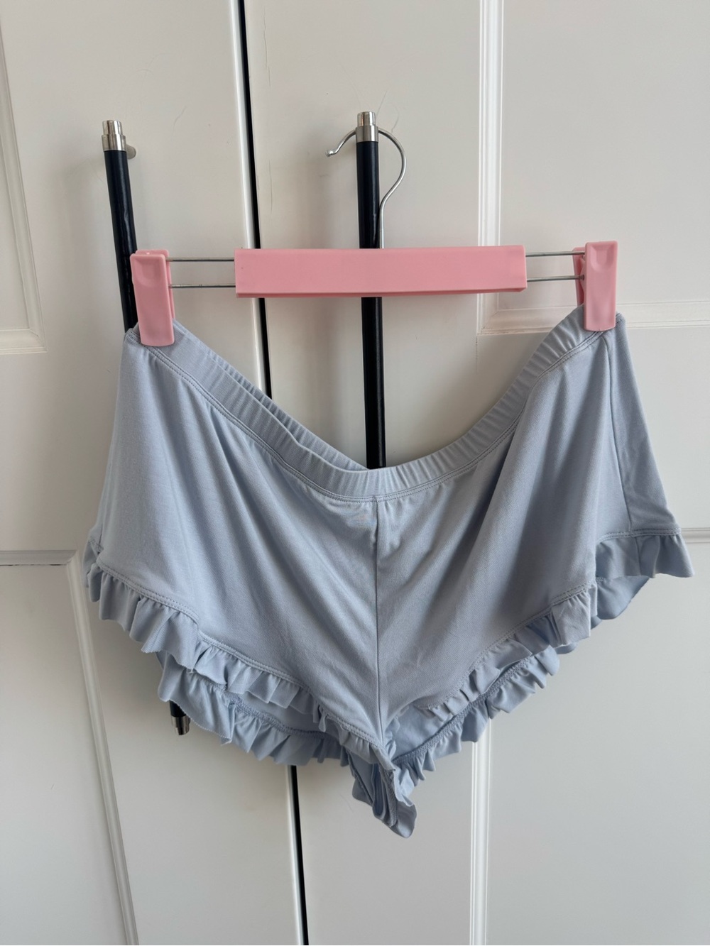 SKIMS Light Blue Ruffle Lounge Shorts